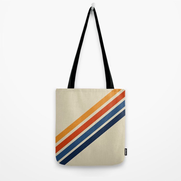 Rainbow 70s 60s Stripe Colorful Rainbow Tan Retro Vintage Tote Bag Gallery Image 2