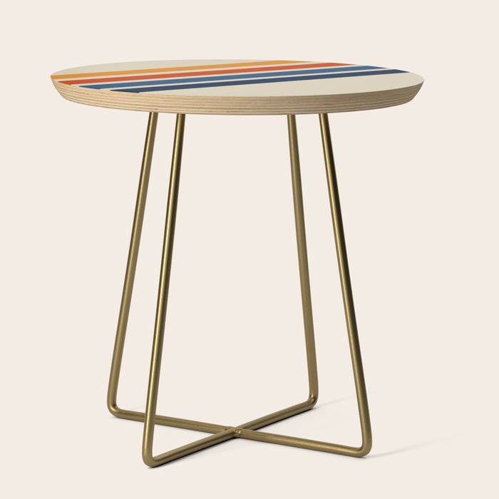 Rainbow 70s 60s Stripe Colorful Rainbow Tan Retro Vintage Side Table Gallery Image 1