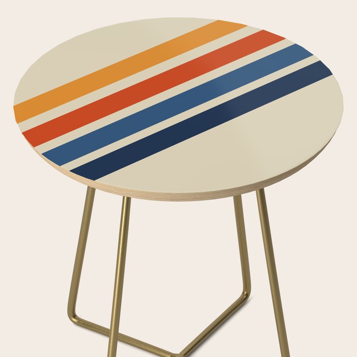 Rainbow 70s 60s Stripe Colorful Rainbow Tan Retro Vintage Side Table Gallery Image 2