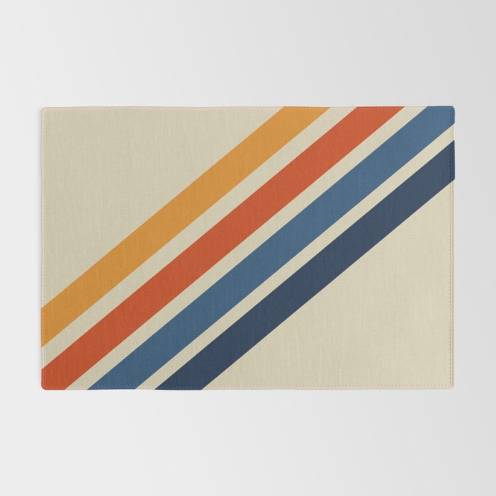 Rainbow 70s 60s Stripe Colorful Rainbow Tan Retro Vintage Rug Gallery Image 2