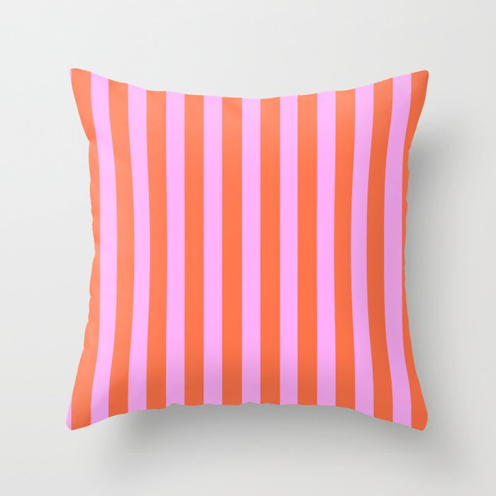 Pink and Red Stripes Throw Pillow Gallery Image 1