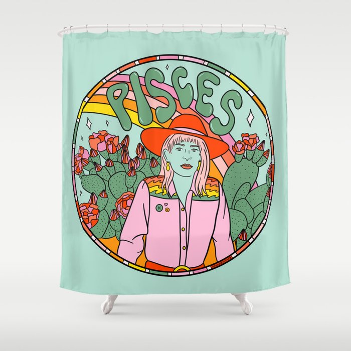 Pisces Cowgirl Shower Curtain Gallery Image 1