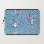 Lobster and crab coastal nostalgia summer blue Laptop Sleeve Gallery Image 1