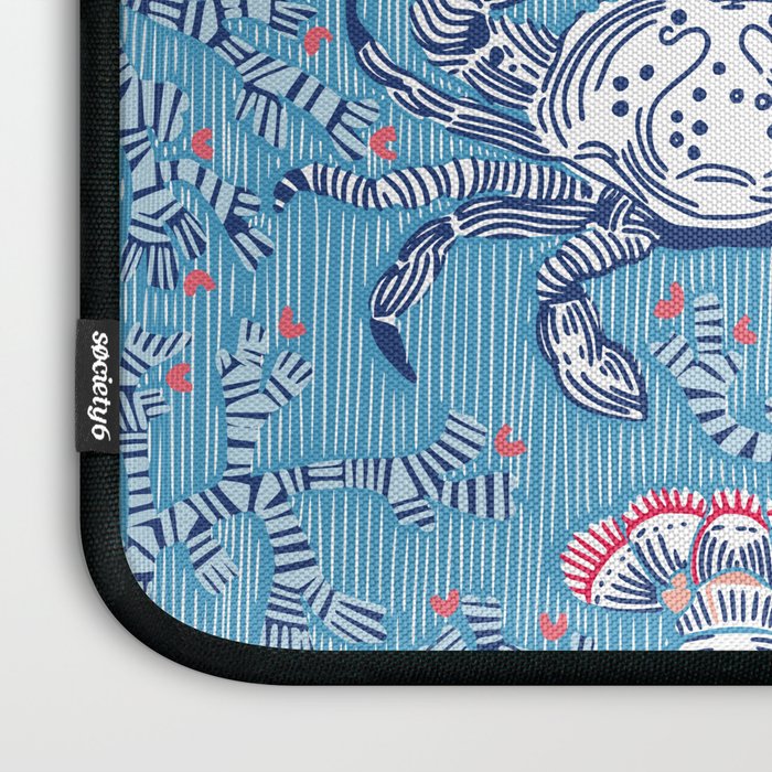 Lobster and crab coastal nostalgia summer blue Laptop Sleeve Gallery Image 3