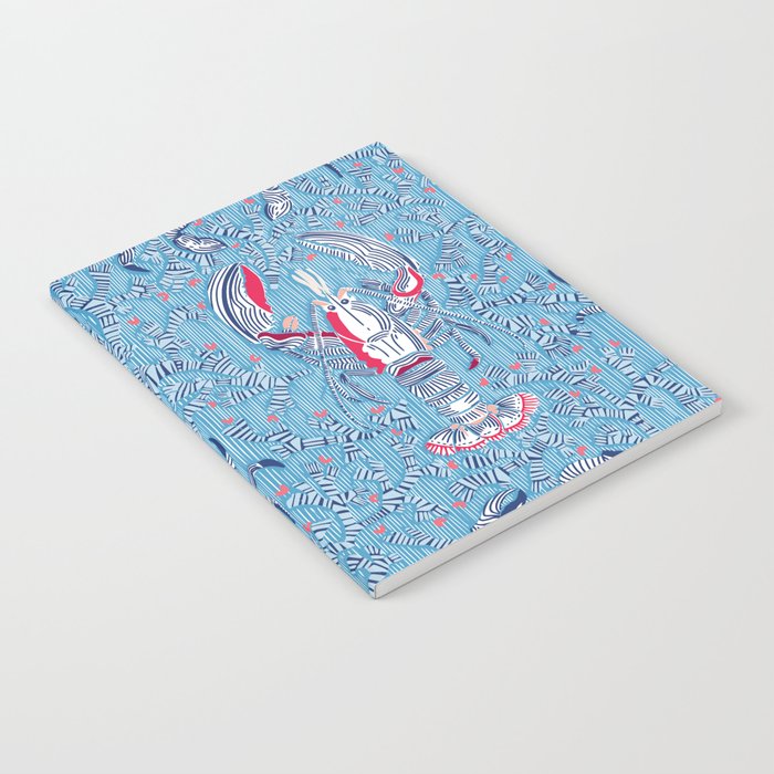 Lobster and crab coastal nostalgia summer blue Notebook Gallery Image 1