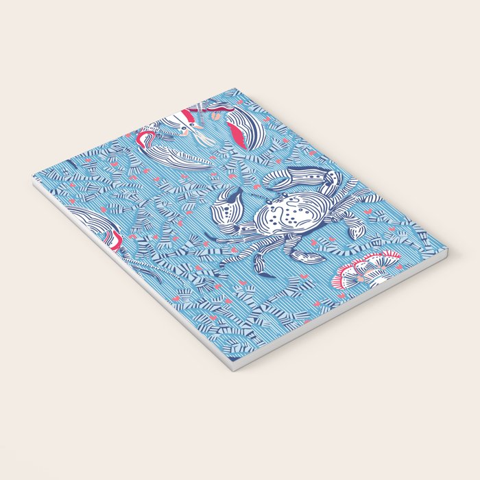 Lobster and crab coastal nostalgia summer blue Notebook Gallery Image 3