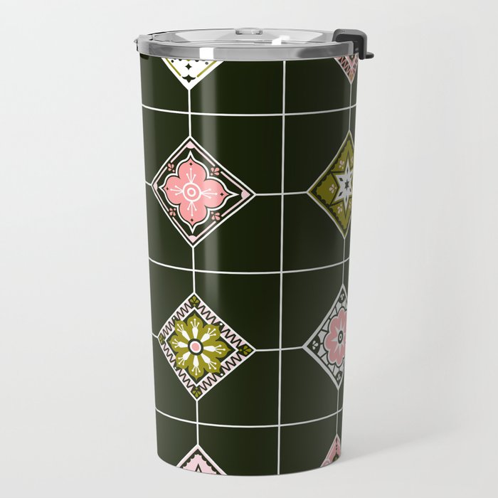 Talavera Mexican Tile - Blush & Sage Palette Travel Mug Gallery Image 2