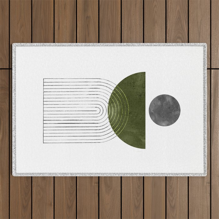 Green mid century modern Outdoor Rug Gallery Image 1