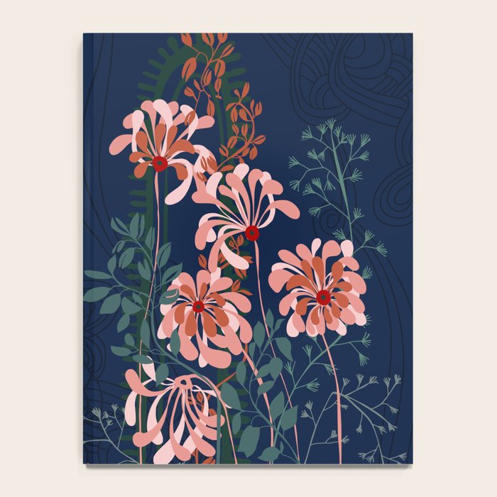 Alfons Mucha would love this flowers - dark blue Notebook Gallery Image 4