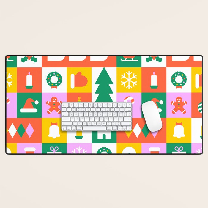 Christmas geometric mosaic art pattern Desk Mat Gallery Image 1