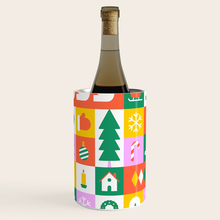 Christmas geometric mosaic art pattern Wine Chiller Gallery Image 1