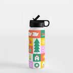 Christmas geometric mosaic art pattern Water Bottle Gallery Image 1