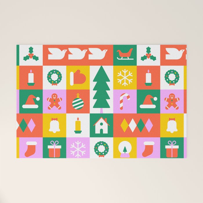 Christmas geometric mosaic art pattern Welcome Mat Gallery Image 1