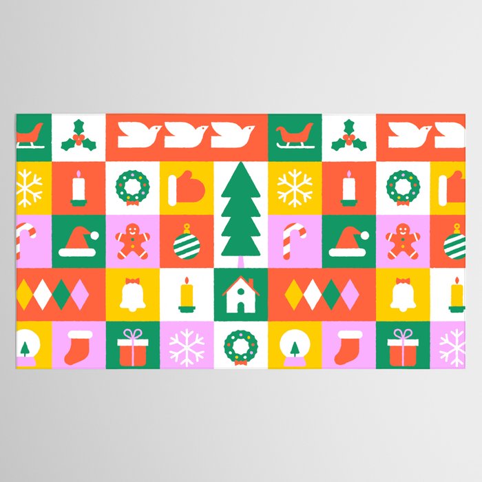 Christmas geometric mosaic art pattern Tablecloth Gallery Image 2