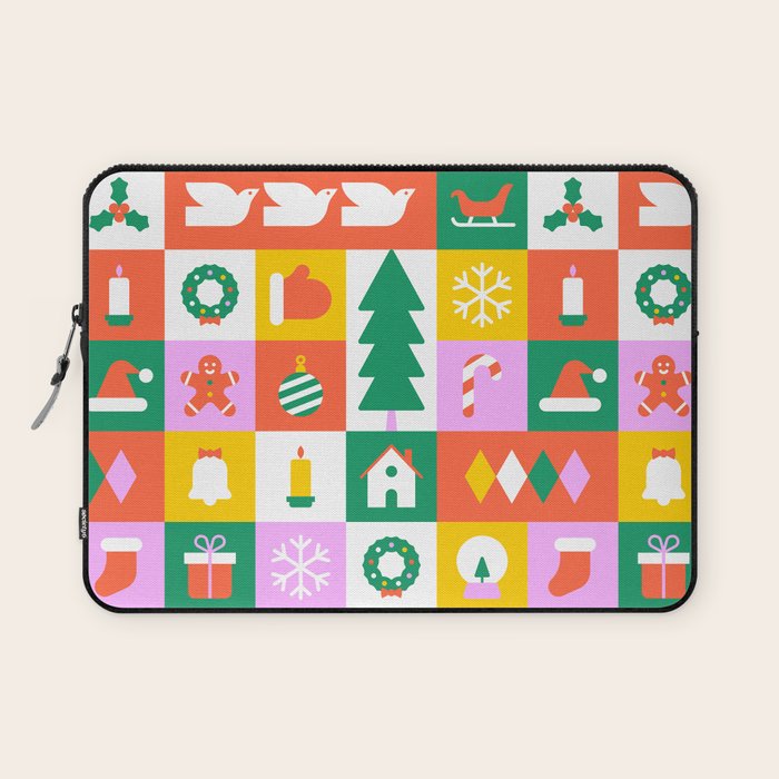 Christmas geometric mosaic art pattern Laptop Sleeve Gallery Image 1