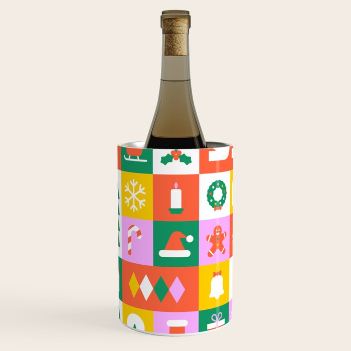 Christmas geometric mosaic art pattern Wine Chiller Gallery Image 3