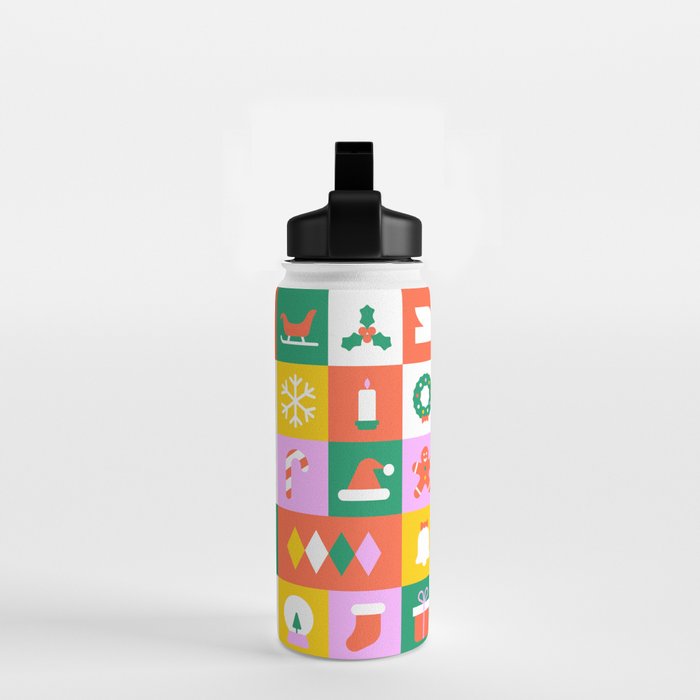 Christmas geometric mosaic art pattern Water Bottle Gallery Image 2