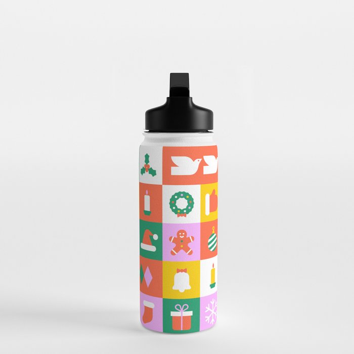 Christmas geometric mosaic art pattern Water Bottle Gallery Image 3