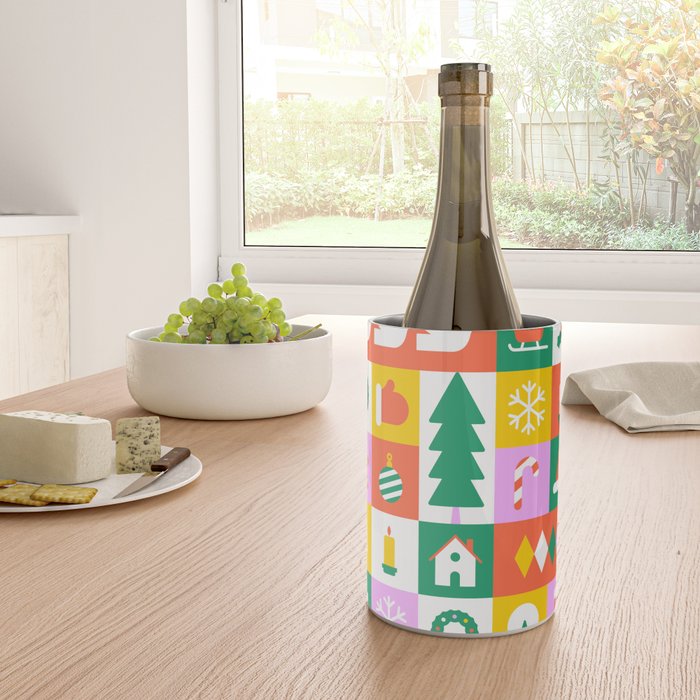 Christmas geometric mosaic art pattern Wine Chiller Gallery Image 4