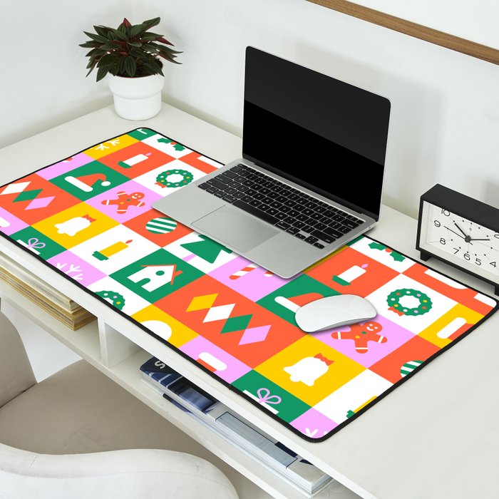 Christmas geometric mosaic art pattern Desk Mat Gallery Image 2