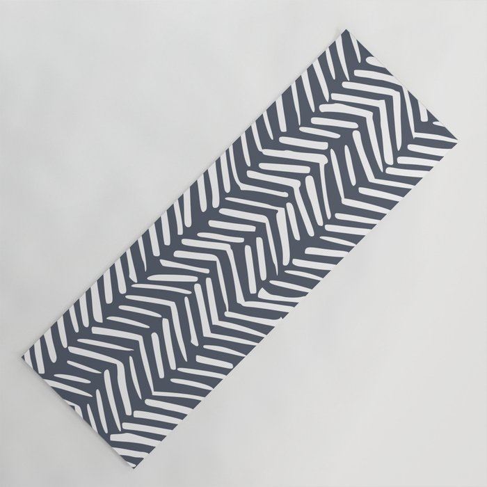 Abstract Herringbone, Striped Pattern, Blue and White Yoga Mat Gallery Image 1