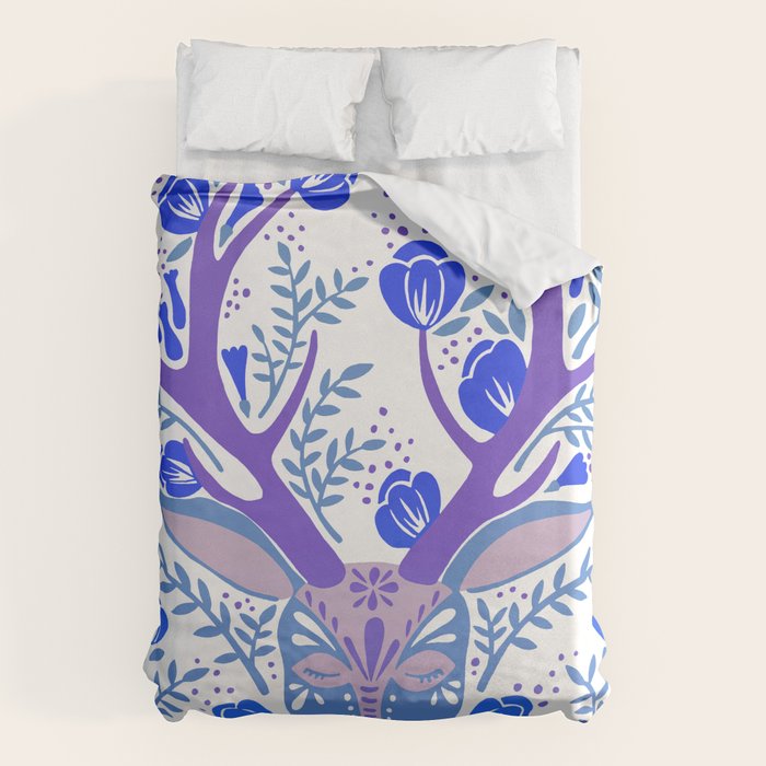 Floral Antlers - Blue Palette Duvet Cover Gallery Image 6