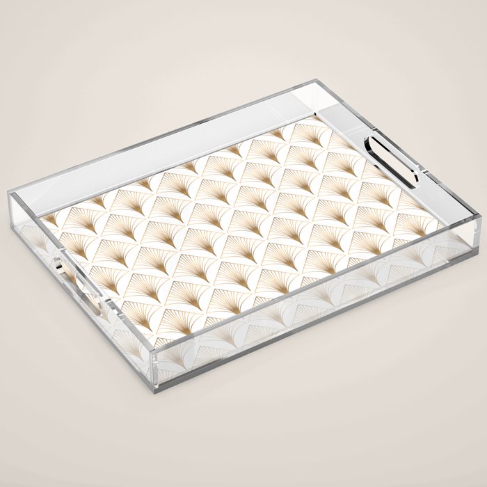 Art Deco Geometric Gold Pattern  Acrylic Tray Gallery Image 1
