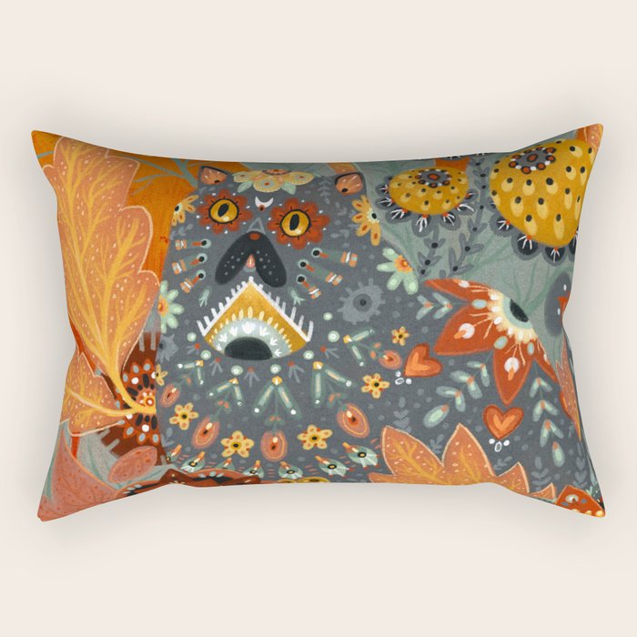Foliage Cat Rectangular Pillow Gallery Image 1