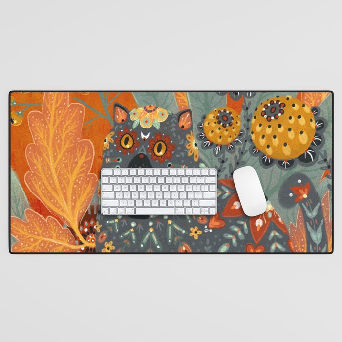 Foliage Cat Desk Mat Gallery Image 1
