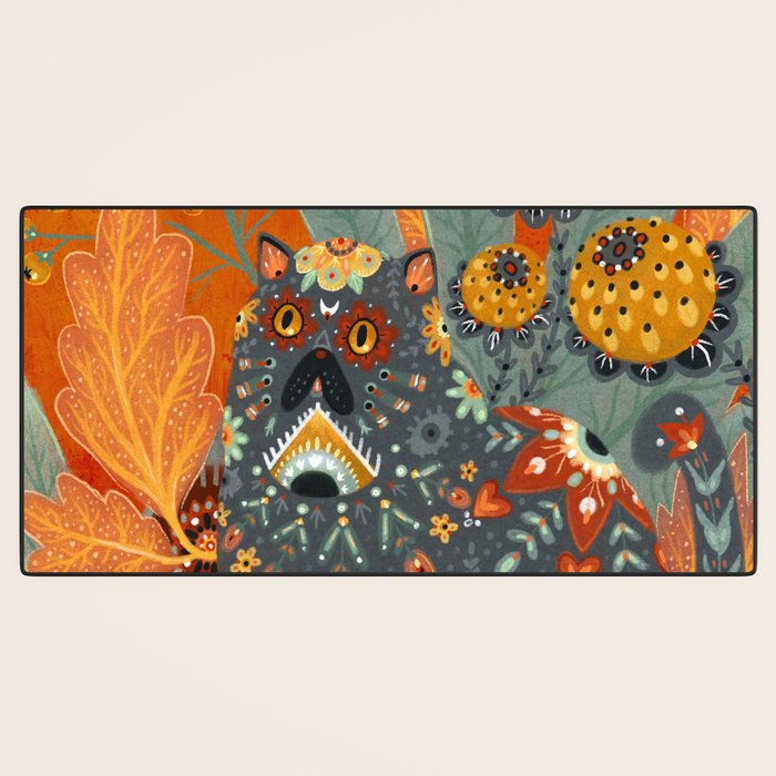 Foliage Cat Desk Mat Gallery Image 3