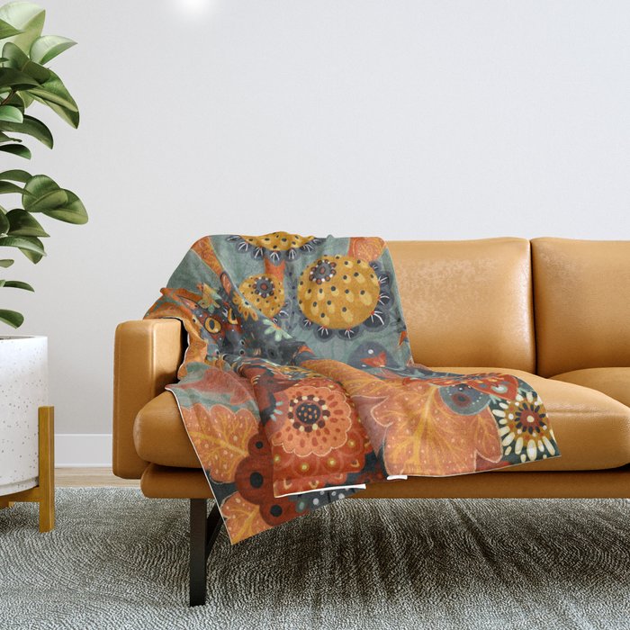 Foliage Cat Throw Blanket Gallery Image 1