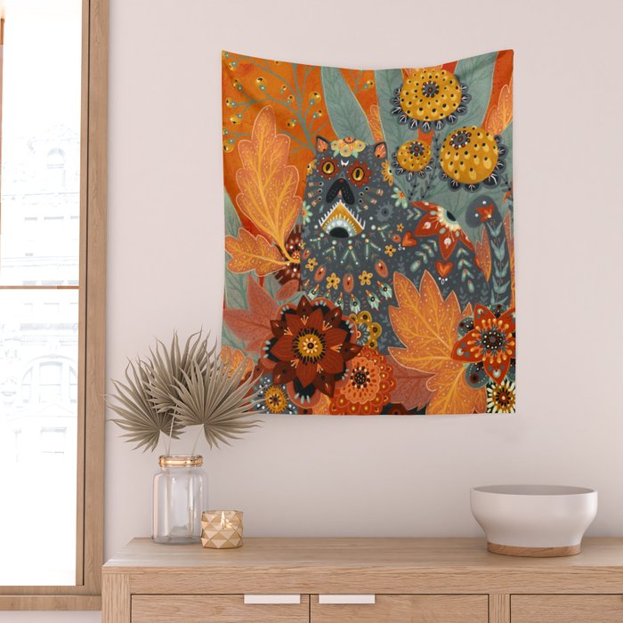Foliage Cat Wall Tapestry Gallery Image 2