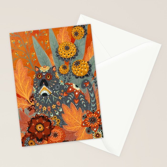 Foliage Cat Stationery Card Gallery Image 2