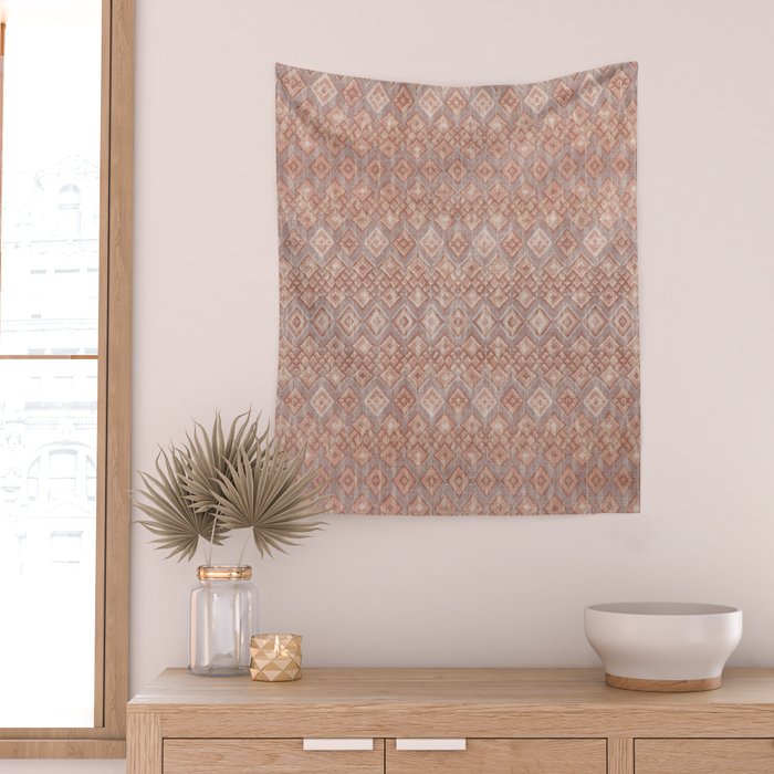 Abstract boho geometric tribal - terracotta Wall Tapestry Gallery Image 2