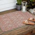 Abstract boho geometric tribal - terracotta Outdoor Rug Gallery Image 2