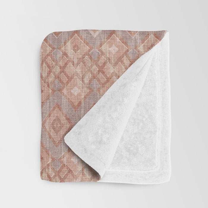 Abstract boho geometric tribal - terracotta Throw Blanket Gallery Image 3