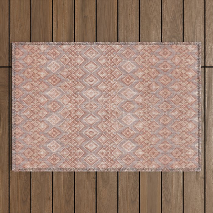Abstract boho geometric tribal - terracotta Outdoor Rug Gallery Image 1