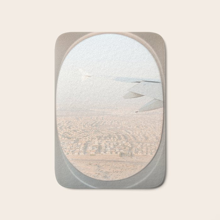 Pastel Plane Window View Photo | Summer Holiday Dubai Air Art Print | Adventure Travel Photography Bath Mat Gallery Image 1