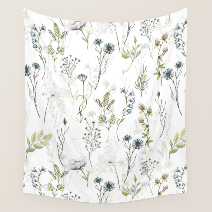 Wildflowers Meadow Botanical Flower Garden  Wall Tapestry Gallery Image 4