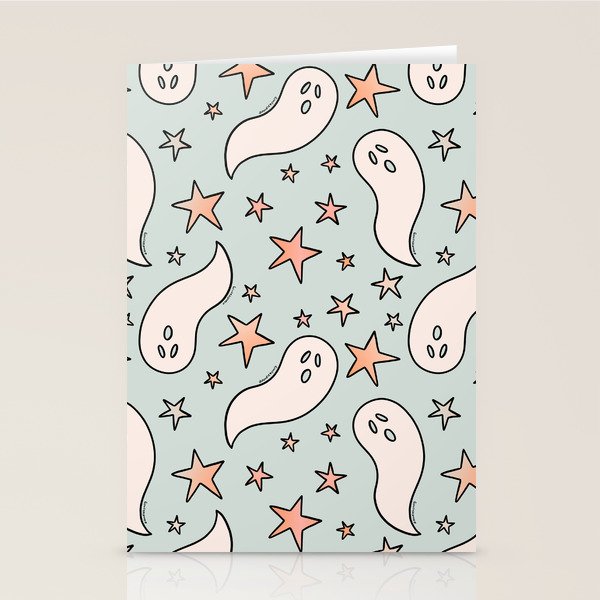 Pastel Ghost Print in Blue Stationery Card Gallery Image 2