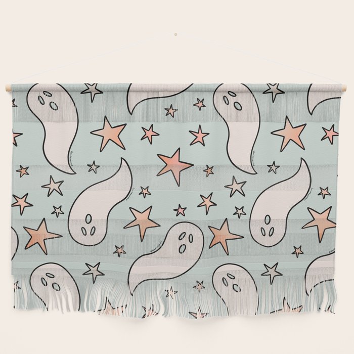 Pastel Ghost Print in Blue Wall Hanging Gallery Image 1