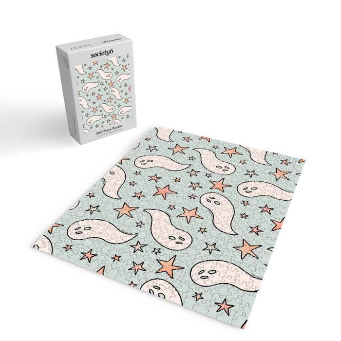 Pastel Ghost Print in Blue Jigsaw Puzzle Gallery Image 2