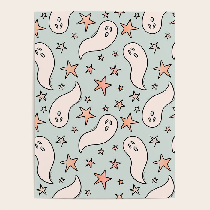 Pastel Ghost Print in Blue Poster Gallery Image 1