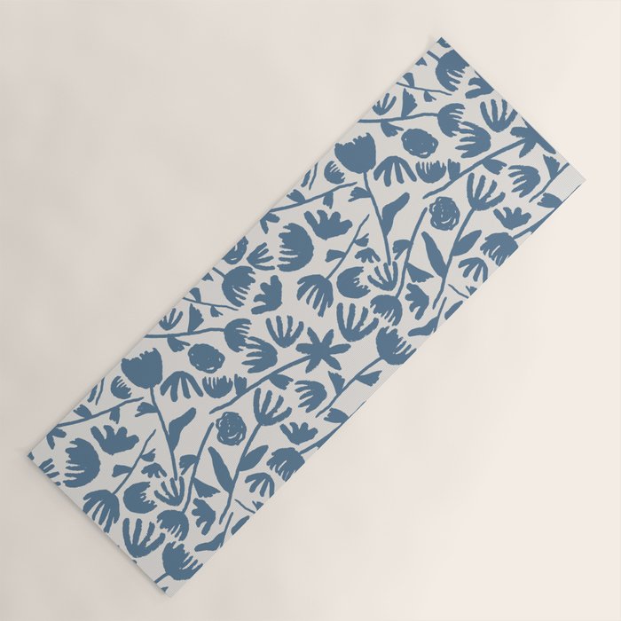 Light Blue Floral Pattern Yoga Mat Gallery Image 1