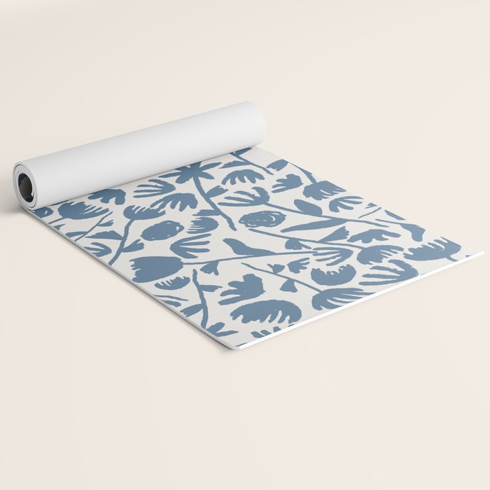 Light Blue Floral Pattern Yoga Mat Gallery Image 2