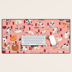 Vintage Japanese Woodblock Print Kuniyoshi Ukiyo-e Cats Showing The Fifty Three Stations Of The Tokaido Desk Mat Gallery Image 1