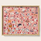 Vintage Japanese Woodblock Print Kuniyoshi Ukiyo-e Cats Showing The Fifty Three Stations Of The Tokaido Serving Tray Gallery Image 1