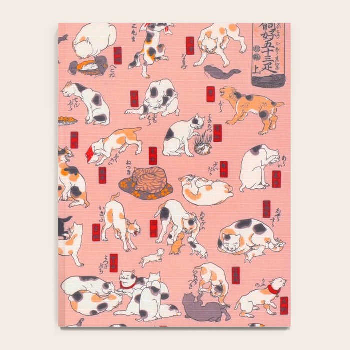 Vintage Japanese Woodblock Print Kuniyoshi Ukiyo-e Cats Showing The Fifty Three Stations Of The Tokaido Notebook Gallery Image 4