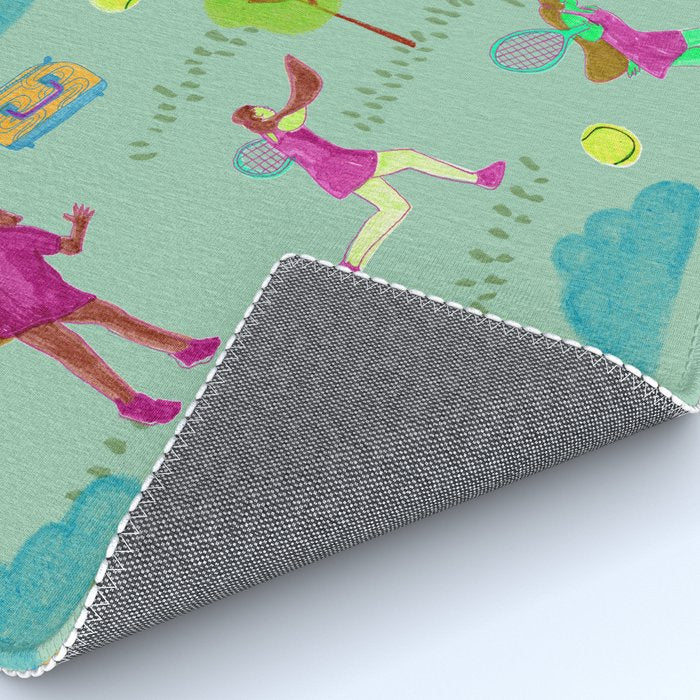 Let's Play Tennis in Soft Green Rug Gallery Image 4