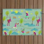 Let's Play Tennis in Soft Green Outdoor Rug Gallery Image 1